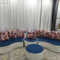 مبلمان ال رنگ سفید آبی