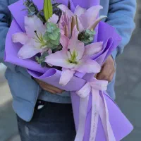 دسته گل لیلیوم صورتی عرض ببخشید کد ۱۲۱۸ گلاریس