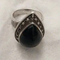 انگشتر نقره زنانه عقیق سیاه قدیمی عیار925