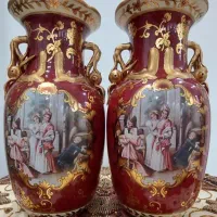 گلدان قرمز،کشکول قرمز،مجسمه چینی،اسب،طاووس