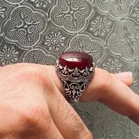انگشتر فدیوم قاسمی عقیق سرخ یمن
