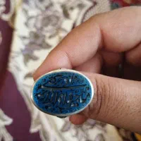 انگشتر عقیق کبود آسمانی .خط گود.نقره 925