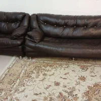 مبل چرم ۷نفره با جلو مبلی پازلی