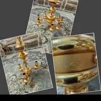 دو عدد لوستر برنجی ۸ شعله و ۳ شعله نورسازان