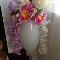 گلهای مصنوعی شیک با گلدان شیشه ای