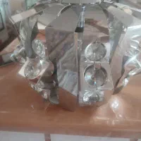 لوستر استیل گرد همراه با کریستال|لوستر و چراغ آویز|اصفهان, باغ زیار|دیوار