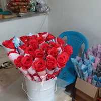 * تک شاخه کاغذی با گل رز باکارا قرمز *|گل مصنوعی|قرچک, |دیوار