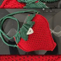 کیف دست بافت مکرومه توت فرنگی
