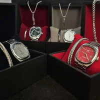 پک ساعت امگا + دستبند و زنجیر و پلاک