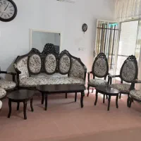 مبل سلطنتی ۹نفره چوب گردو با روکش اشانتیون