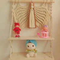 شلف فرشته مکرومه/سیسمونی/دخترونه/اتاق کودک|کتابخانه، شلف، قفسههای دیواری|تهران, مینای شمالی (مخبر)|دیوار