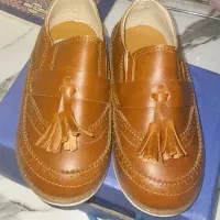 کفش چرم کودک رنگ شتری سایز ۲۵