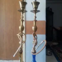 قلیان بزرگ برنجی قدیمی قلمکاری ارتفاع یک ونیم متر