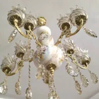 دوعددلوستربرنجی وسرامیک پنج شاخه|لوستر و چراغ آویز|فردیس, شهرک شهید حسینی|دیوار