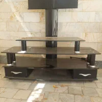 میز تلویزیون شیشه ای وچوب