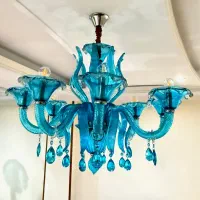 سه عدد لوستر طرح مورانو ایتالیا