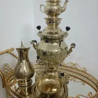 سرویس سماور طلایی گازی