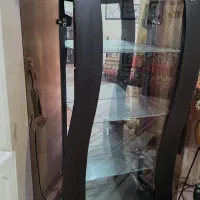 بوفه دکور ویترین ایستاده چوب وشیشه 4طبقه بسیارتمیز
