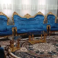 مبلمان سلطنتی نه نفره همراه با سه میز جلو مبلی|مبلمان خانگی و میز عسلی|گلبهار, شهر جدید گلبهار|دیوار