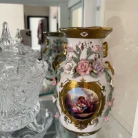 گلدان آنتیک طلاکوب تک