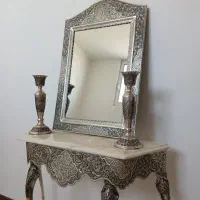 آینه و شمعدان شبه نقره کاملا نو