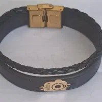 دستبند چرم و طلا