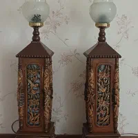 آباژور منبت میز شطرنج چوبی قدیمی آنتیک عتیقه