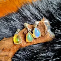 نیم ست بی نظیر سنگ اپال معدنی نقره عیار بالا