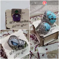 انگشتر فیروزه . شجر قائن و زمرد افغان کلکسیونی