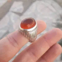 انگشتر عقیق یمانی کهنه طوق دار تیغ آب کامل|جواهرات|کرمانشاه, |دیوار