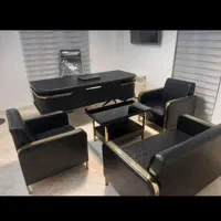 مبلمان اداری دسته طلایی چرم پارچه|دفتر کار|آبعلی, |دیوار