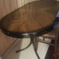 میز ۶ نفره غذاخوری رویه چوبی پایه فلزی