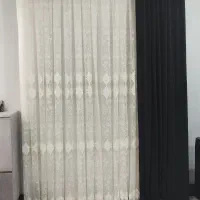 دوعدد پرده ،رویه مخمل ،تور،کتیبه