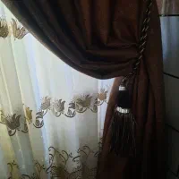 پرده حریر پفکی با یالان شاین دار