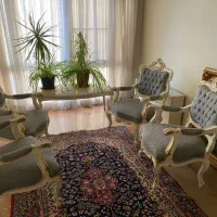 ست چهار نفره با یک چهار پایه عسلی و میز مستطیلی