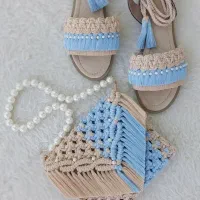 انواع ست کیف و صندل مکرومه