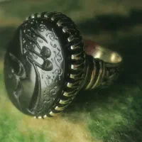 انگشتر عقیق خطی با رکاب نقره