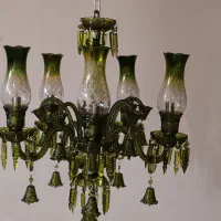 لوستر ۵ شعله باکارات سبز بلوری|لوستر و چراغ آویز|تهران, بهارستان|دیوار