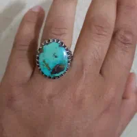 انگشتر نقره فیروزه و عقیق سلیمانی