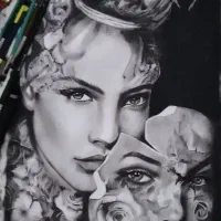 نقاشی چهره سیاه قلم کنته