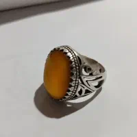 انگشتر نقره عقیق عسلی