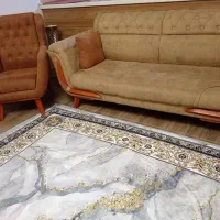 مبل 7 نفره ترکیبی رنگ کرم و قهوه ای