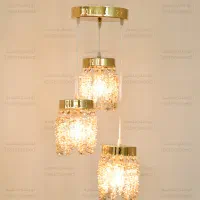 لوستر کریستالی نباتی آویز سه تایی آشپزخانه و اتاق