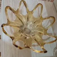 میوه خوری هشت حلقه عسلی کریستال بوهیمیا