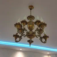 لوستر ۵ شاخه برنجی(۲تا)به همراه دیوار کوب(۳تا)|لوستر و چراغ آویز|تهران, کوثر|دیوار