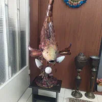 مجسمه فلزی ماهی دکوری  وتزئینی دارای سه چراغ