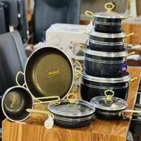 سرویس قابلمه 14پارچه درب پیرکس دسته فلز فردوس کالا