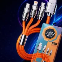 کابل شارژ ۳ کاره شلنگی 120W