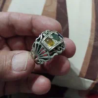 انگشتر۳نگین جواهر اصل زمرد کلمبیا،یاقوت زرد وکبود