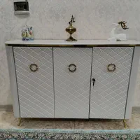 کنسول بدون آینه سفید طلایی